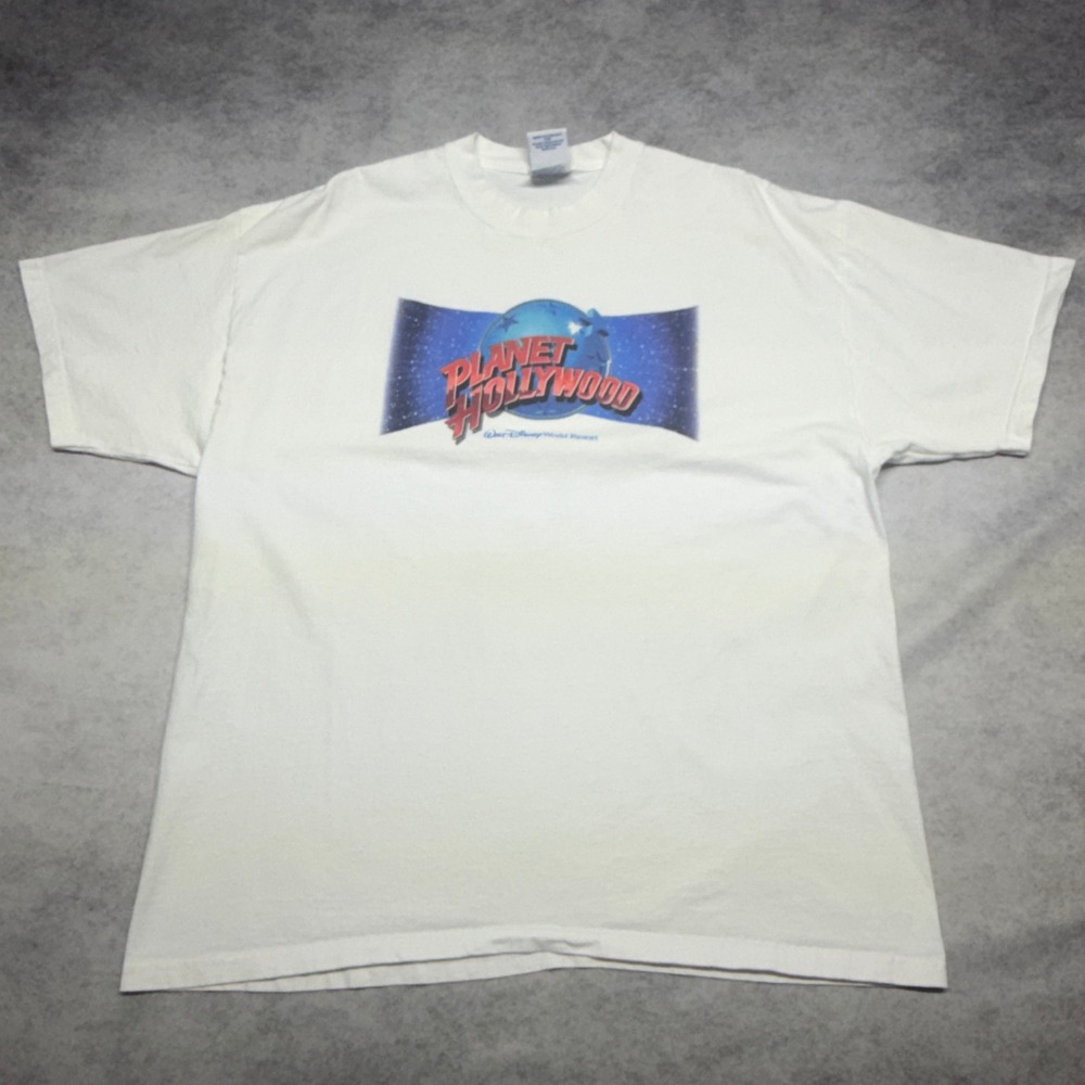 Vintage 1998 Planet Hollywood‎ Walt Disney World Resort T-Shirt White XL 90s